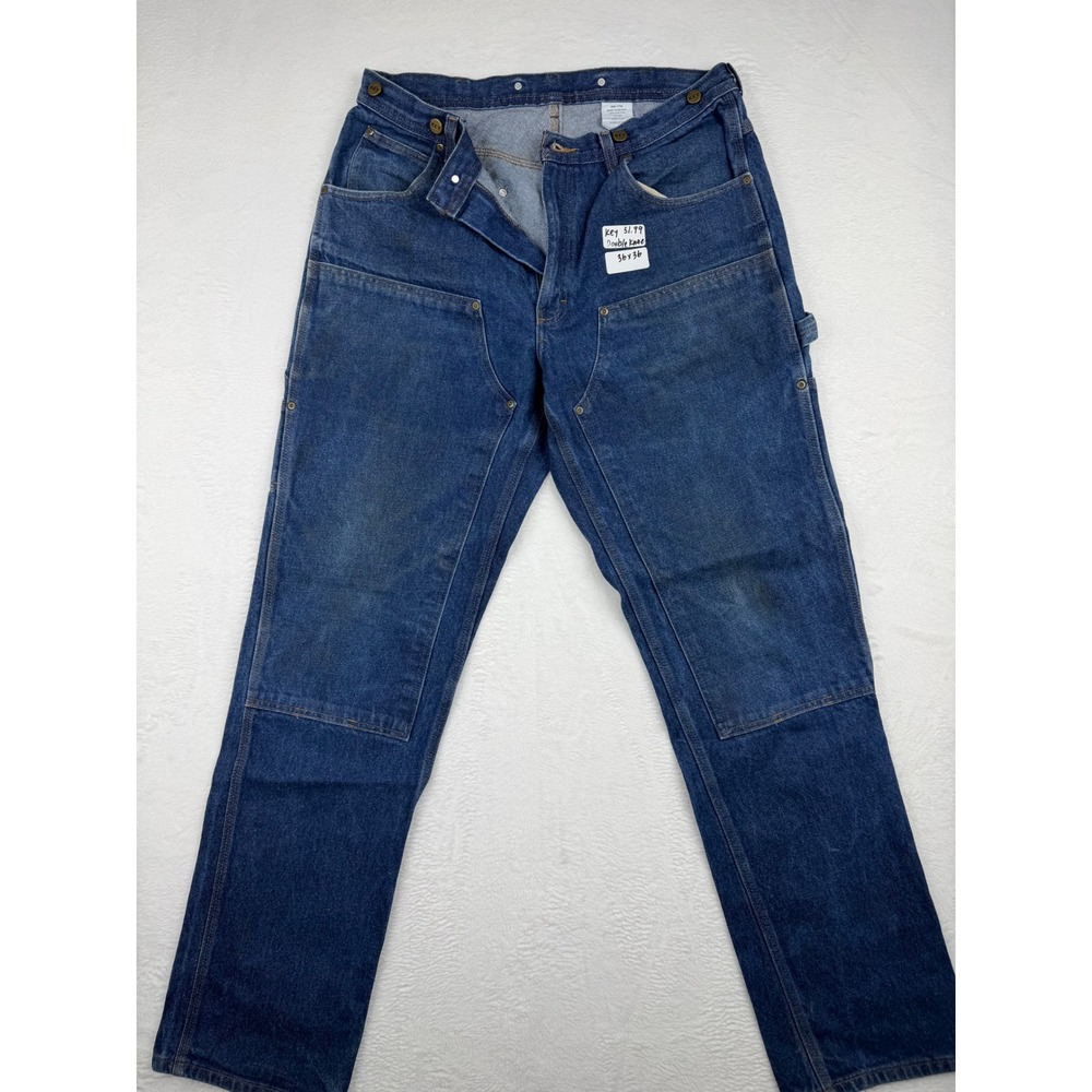Key Industries Mens 36x 36 Vintage Double Knee Distressed Workwear Y2k  Denim